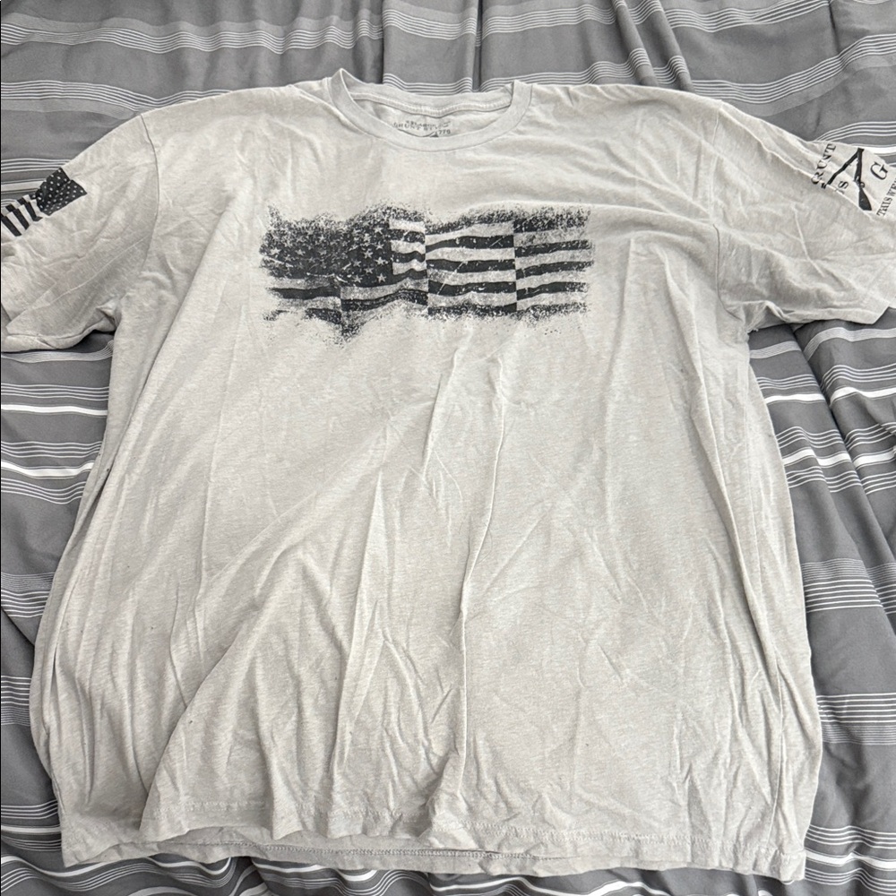 Grunt Style Light Gray American Flag Tee
